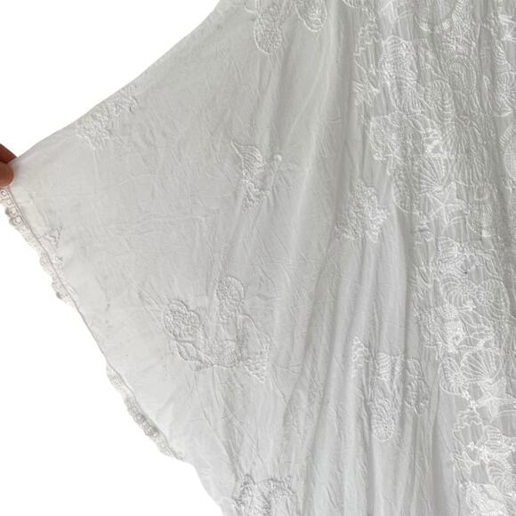 Johnny Was Palm Georgia White Embroidered Eyelet Kimono One Size - Picture 8 of 12